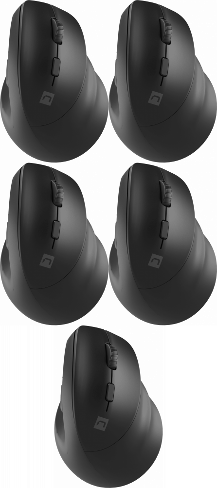 5x Myszka bezprzewodowa dla praworęcznych Natec Crake 2, pionowa, optyczna, bluetooth, czarny