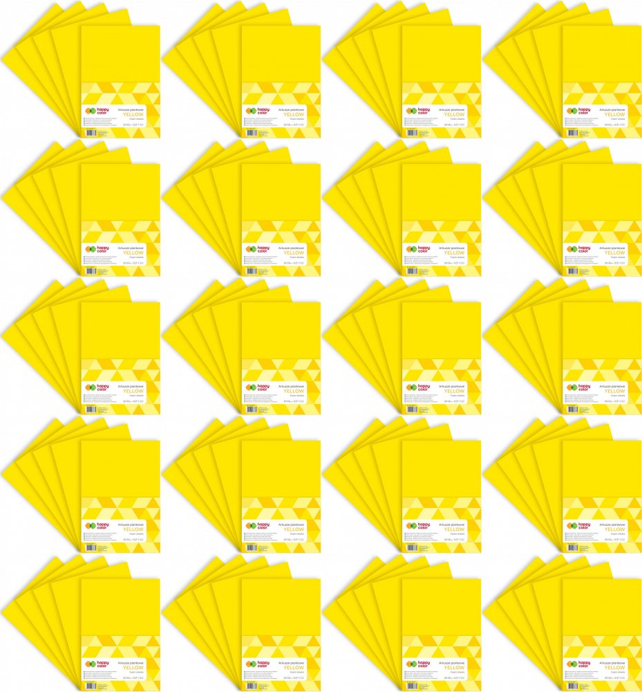 20x Arkusze piankowe Happy Color, A4, 5 arkuszy, żółty