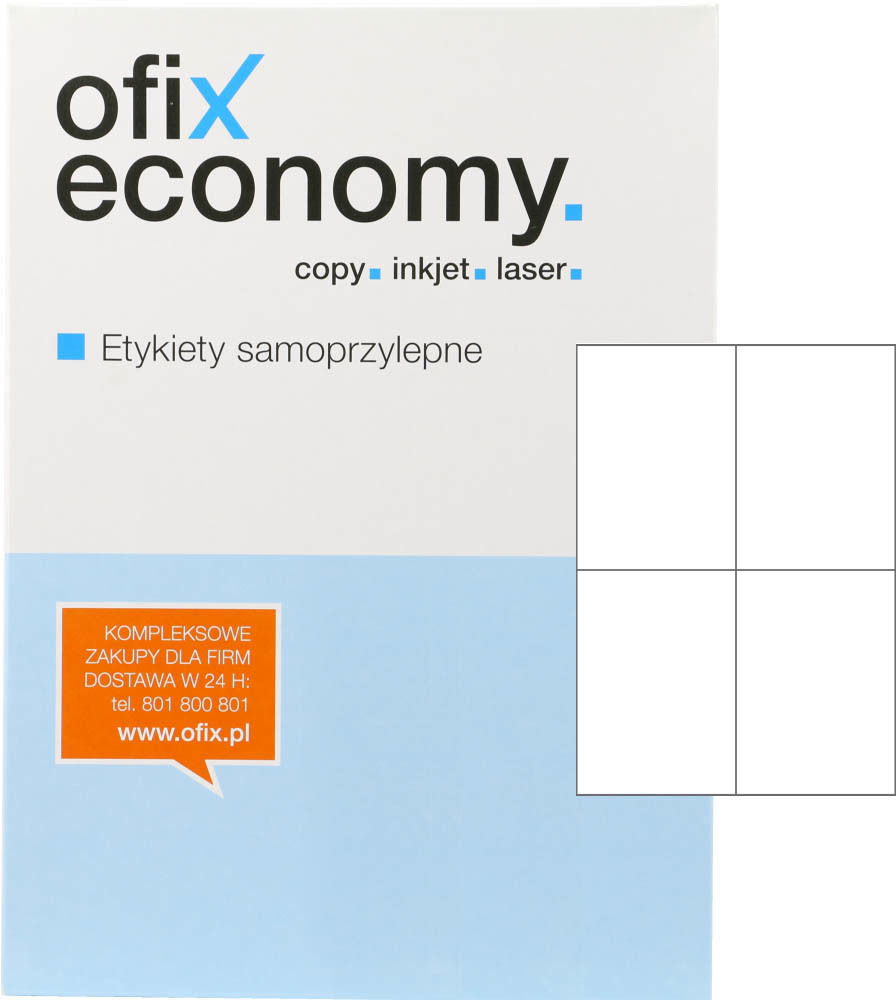 Etykiety samoprzylepne Ofix Economy, 105x148mm, 100 arkuszy, biały