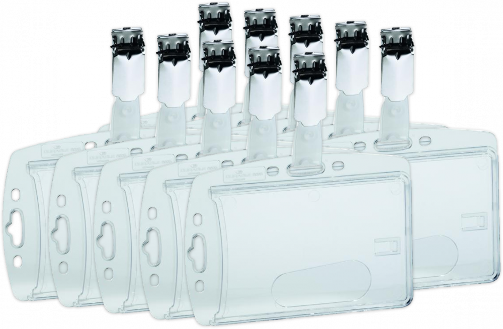 10x Etui na 1 kartę identyfikacyjną Durable, z klipem, 85x54mm, przezroczysty