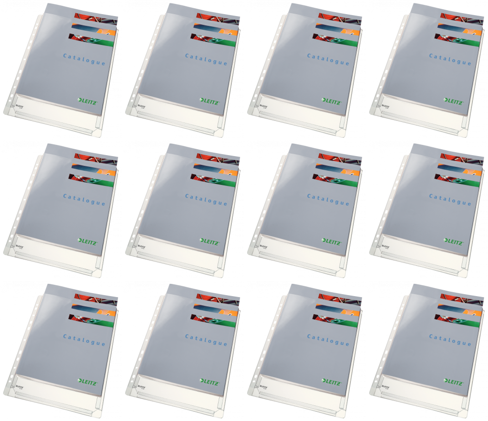 12x Koszulki groszkowe Leitz Premium, poszerzane, A4, 170μm, 10 sztuk, transparentny