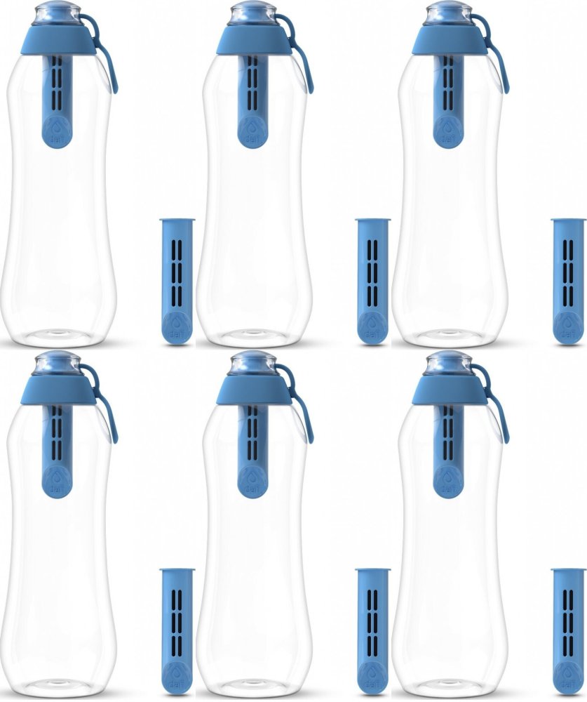 6x Butelka filtrująca Dafi 0.7l + 2 filtry, niebiański