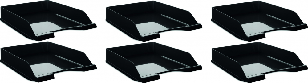 6x Półka na dokumenty Donau Standard, A4, plastikowa, czarny