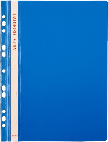 Skoroszyt plastikowy oczkowy Biurfol, do akt osobowych, A4, do 200 kartek, niebieski