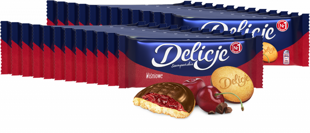 24x ciastka Delicje szampańskie Mondelez, wiśniowy, 147g