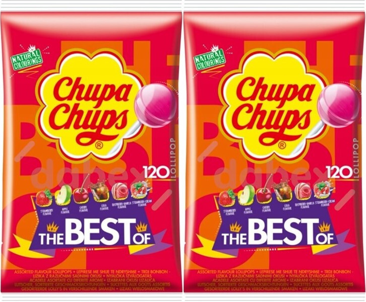 2x Lizaki Chupa Chups The Best Of, mix smaków, 120 sztuk x 12g