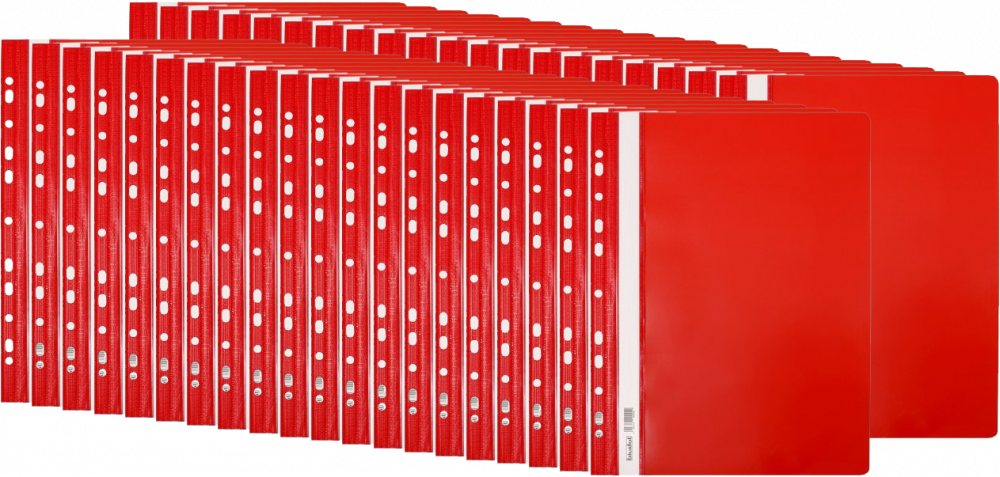 40x Skoroszyt plastikowy oczkowy Biurfol, twardy, A4, do 200 kartek, czerwony
