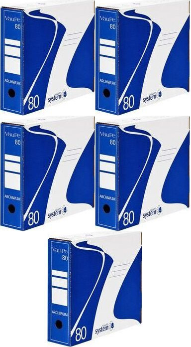 5x Pudło archiwizacyjne VauPe, do luźnych dokumentów, 80mm, niebieski