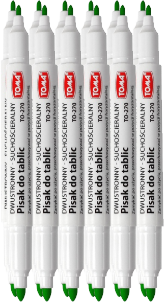 12x Marker suchościeralny Toma, 270, dwustronny, okrągła, 0.8/1.5 mm, zielony