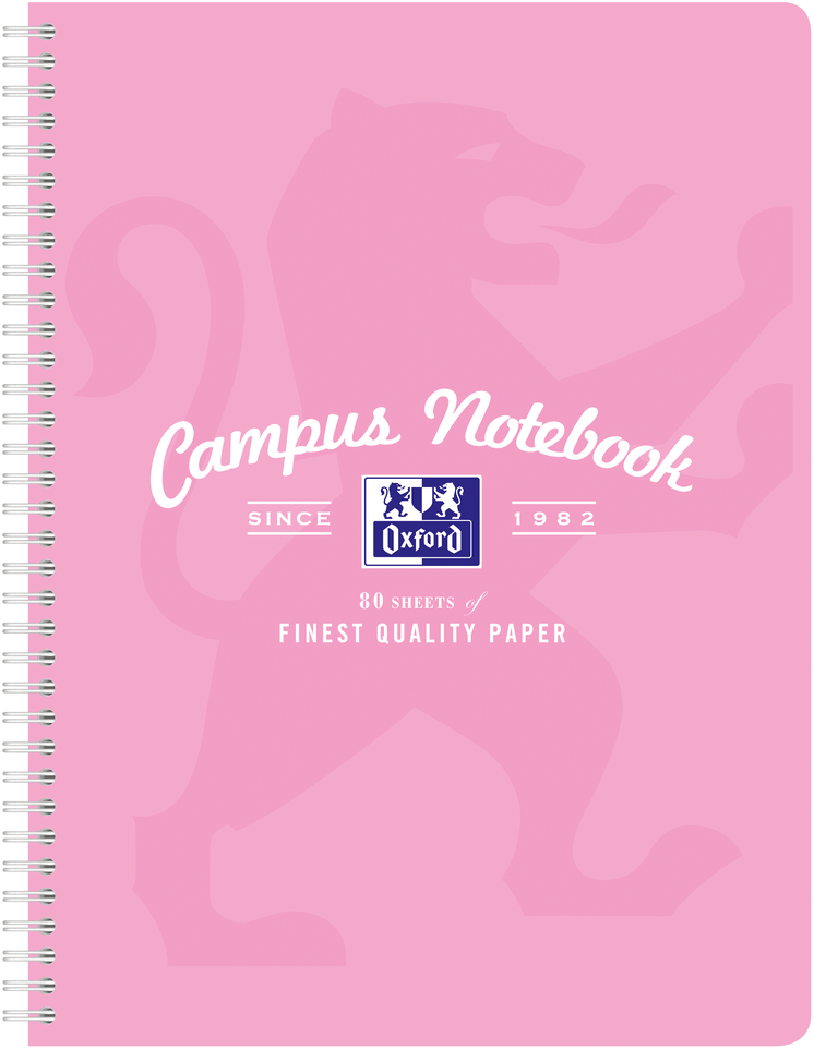 Kołonotatnik Oxford Campus Pastel, A4+, w kratkę, 80 kartek, okładka kartonowa, mix kolorów pastelowych