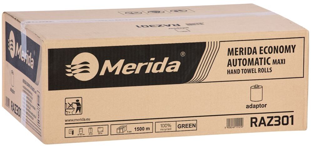 6x ręcznik papierowy z adaptorem Merida, Economy Automatic Maxi, 1-warstwowy, 250m, w roli, 1 rolka, zielony