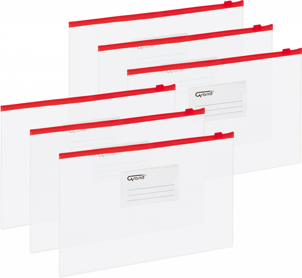 6x Koszulka z suwakiem Grand, A4, czerwony