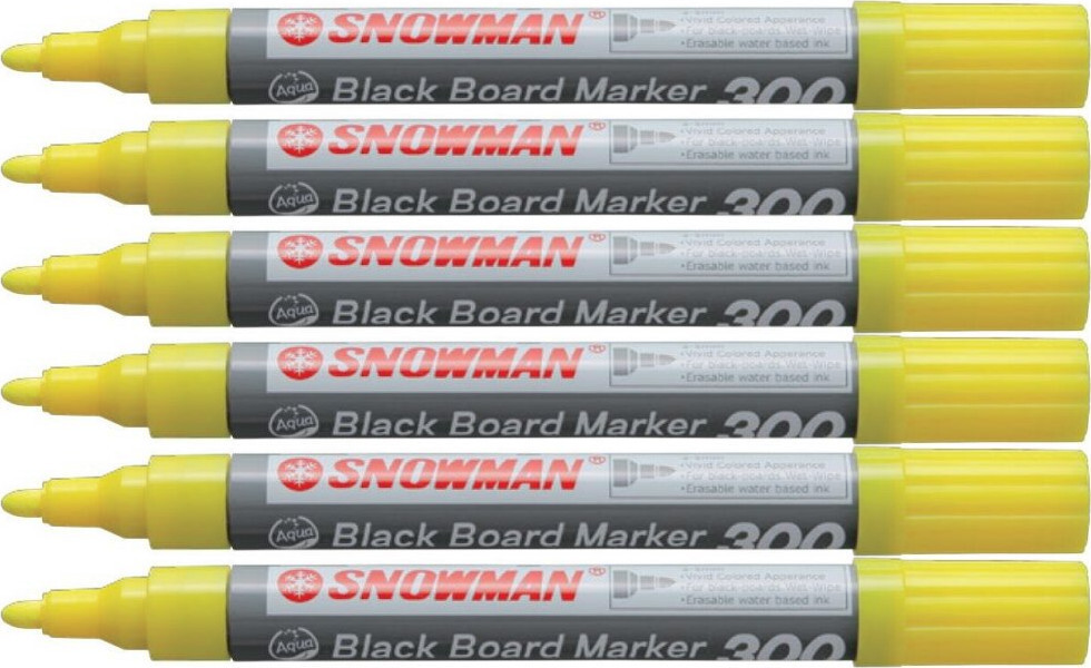 6x Marker kredowy Snowman 300, okrągła, 2-5mm, żółty