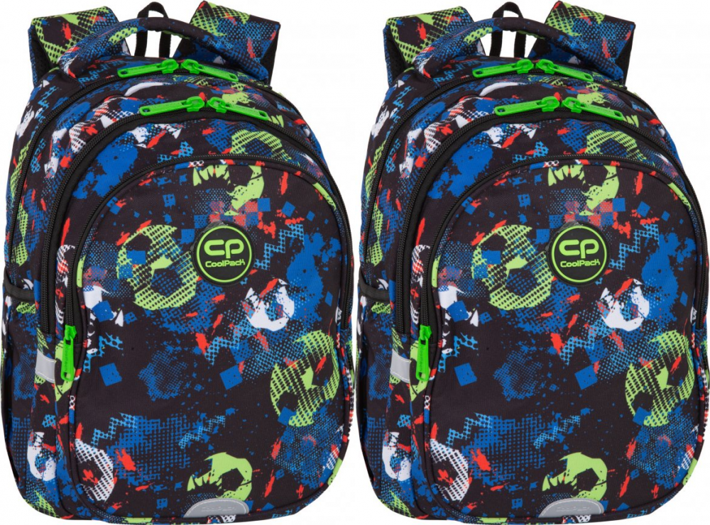 2x Plecak szkolny CoolPack Jerry Football Blue, dwukomorowy, 21l, 39x28x15cm