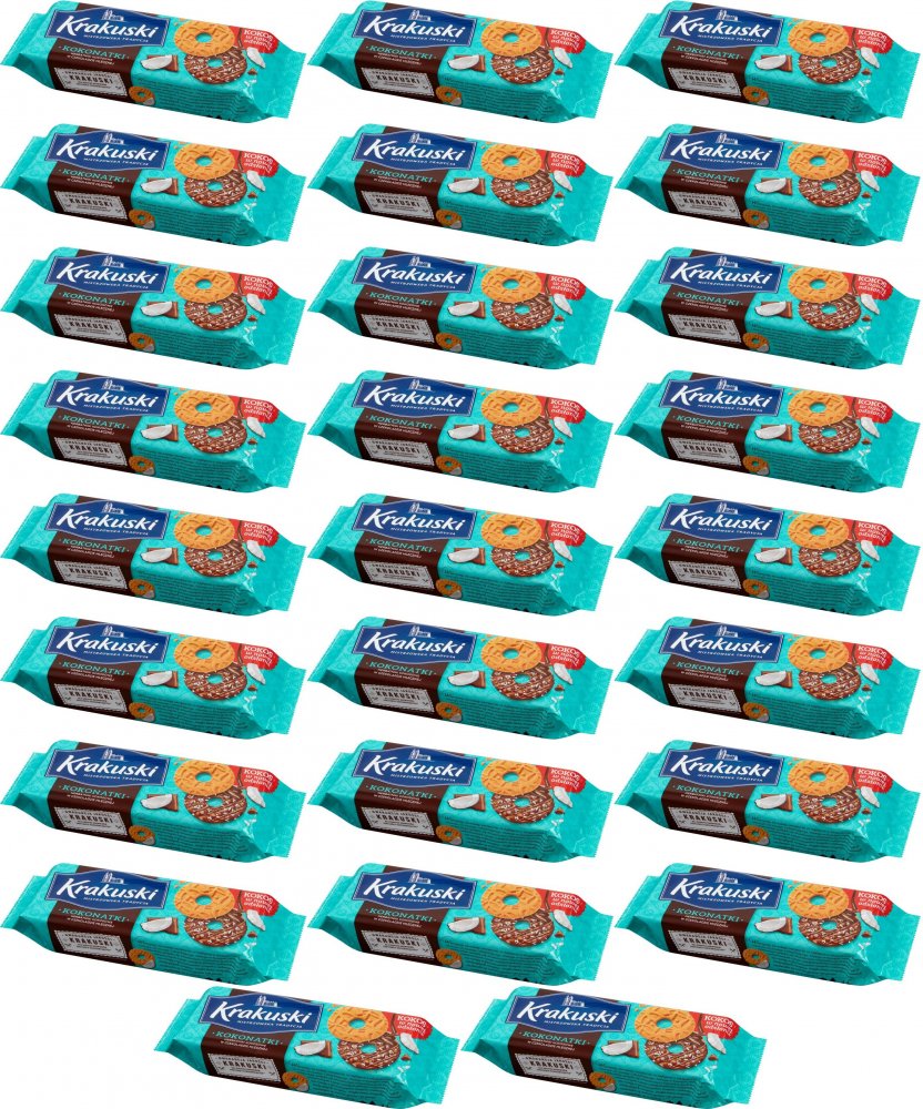 26x Herbatniki kokosowe Krakuski Kokonatki, w czekoladzie mlecznej, 174g