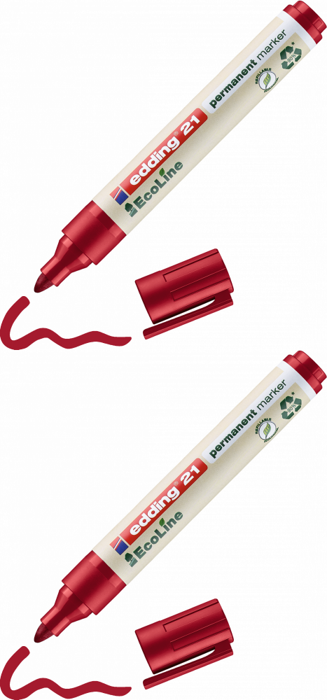 2x Marker permanentny edding 21 EcoLine, okrągła, 1.5-3mm, czerwony