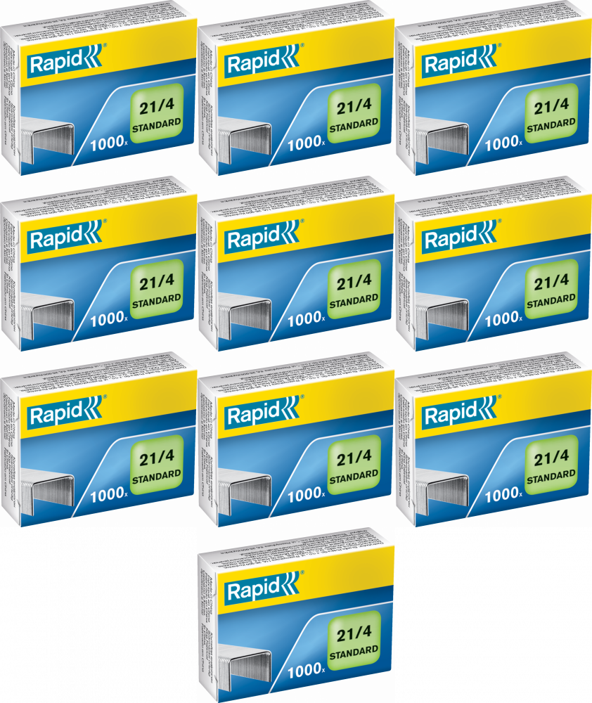 10x Zszywki Rapid Standard, 21/4 1M, 1000 sztuk, srebrny