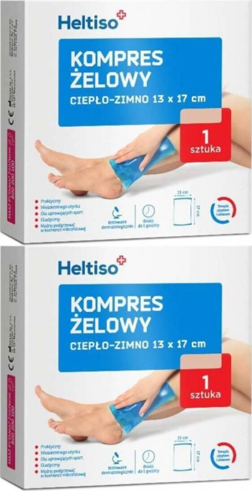 2x Kompres żelowy Heltiso, ciepło-zimno, 13cm x 17cm, 1 sztuka