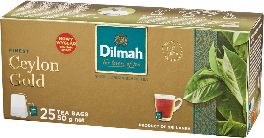 Herbata czarna w torebkach Dilmah Ceylon Gold, 25 sztuk x 2g
