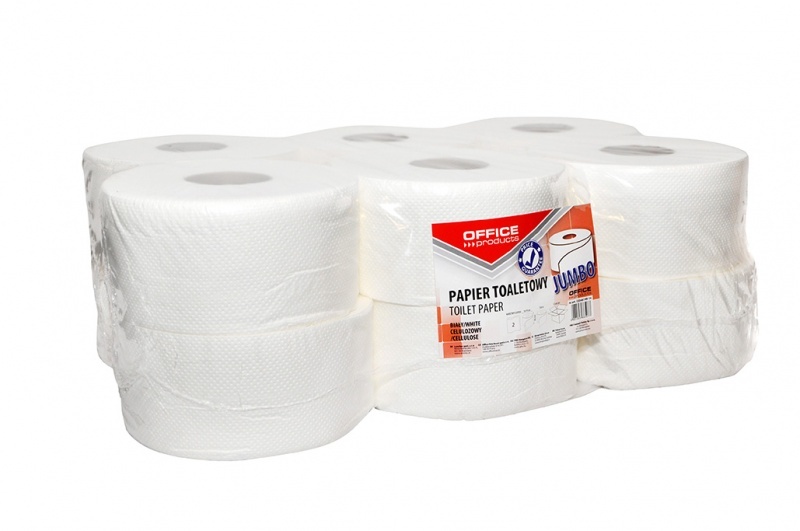 Papier toaletowy Office Products Jumbo, 2-warstwowy, 120m, 12 rolek, biały