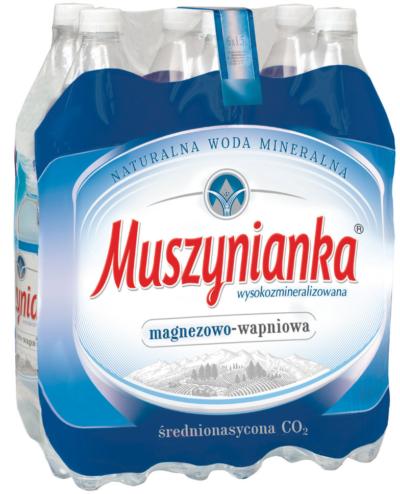 6x Woda gazowana Muszynianka, 1.5l, butelka PET
