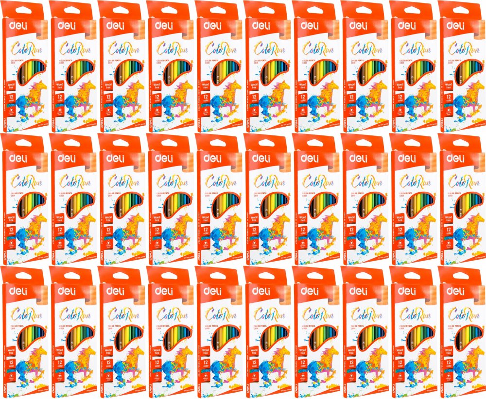 40x Kredki ołówkowe Deli Colorun EC00100, 12 sztuk, mix kolorów