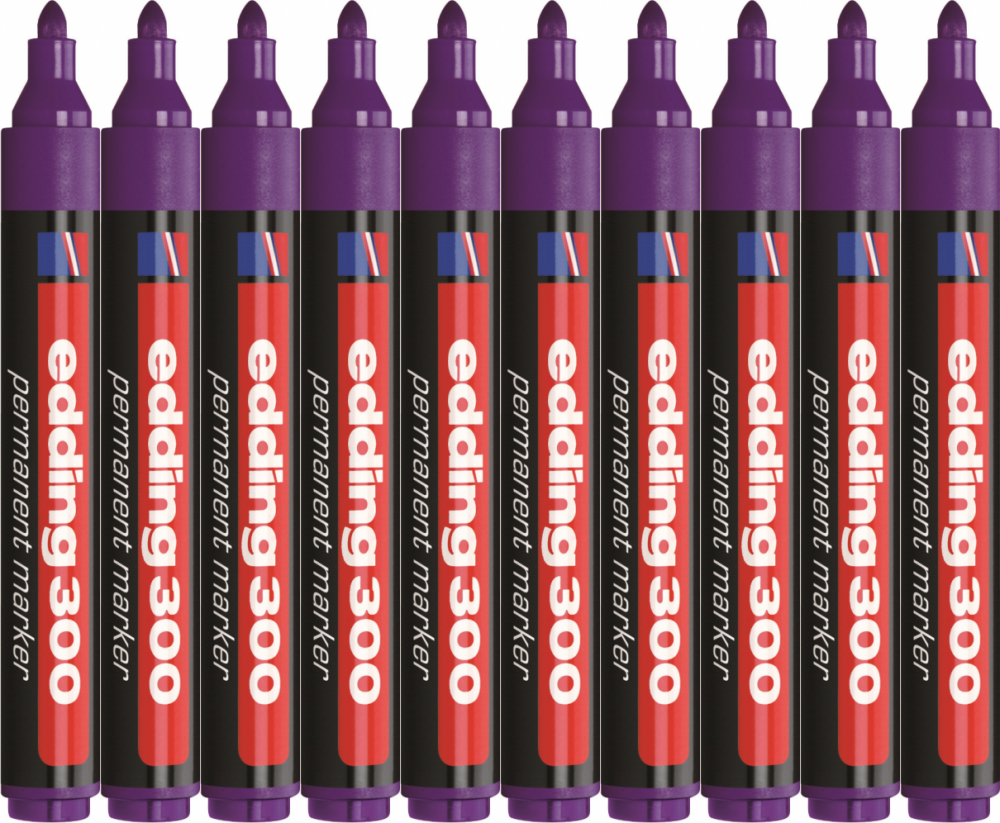 10x Marker permanentny edding 300, okrągła, 1.5-3mm, fioletowy