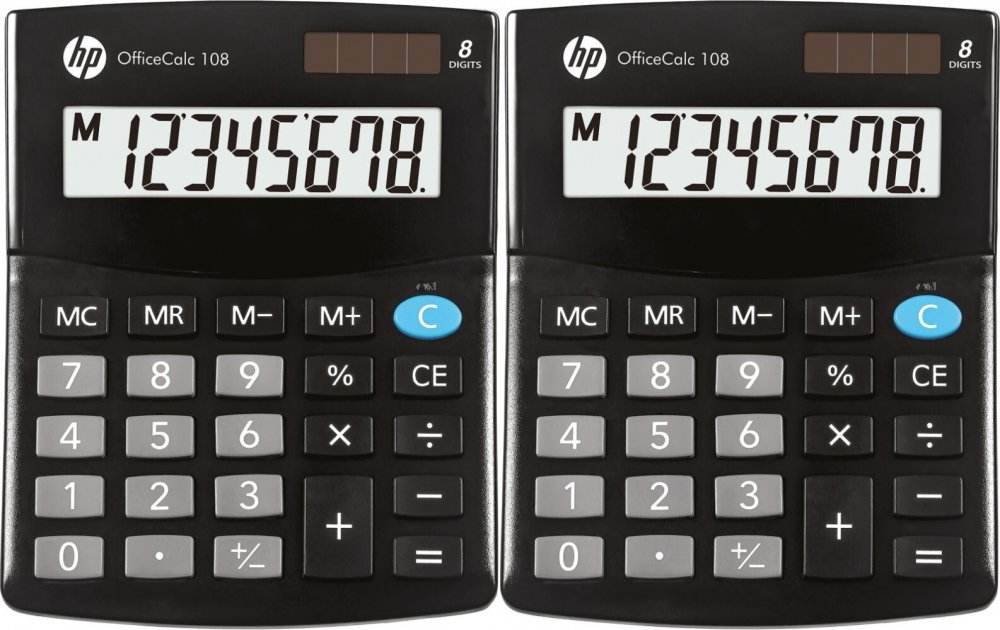 2x Kalkulator biurowy HP-OC 108/INT BX, 8-cyfr, czarny