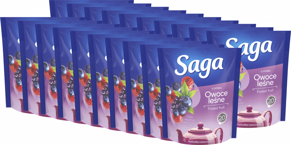 20x Herbata owocowa w torebkach Saga, owoce leśne, 20 sztuk x 1.7g