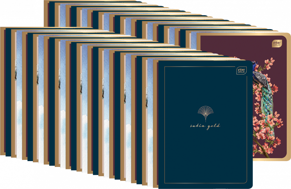 80x Zeszyt w kratkę Interdruk Metallic Satin Gold, A5, 60 kartek, mix wzorów