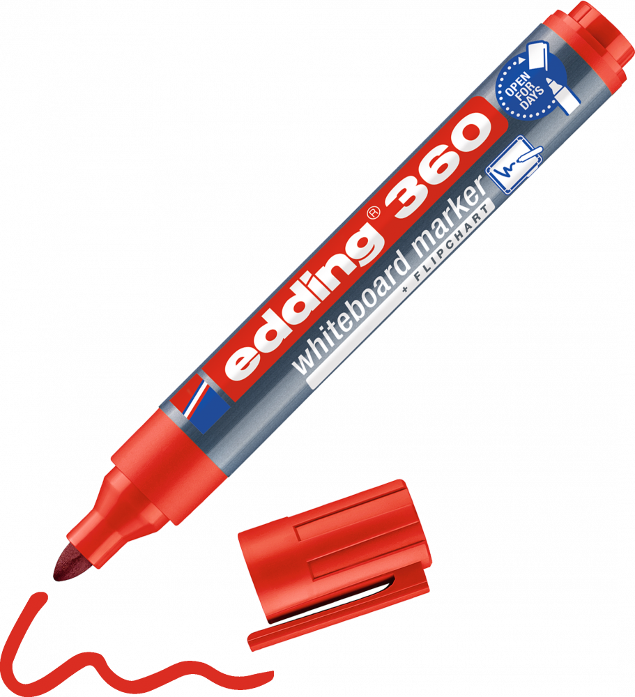 Marker suchościeralny edding 360, okrągła, 3 mm, czerwony