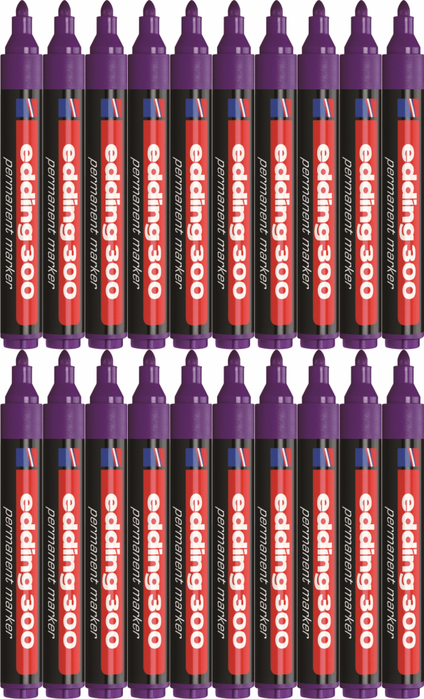 20x Marker permanentny edding 300, okrągła, 1.5-3mm, fioletowy