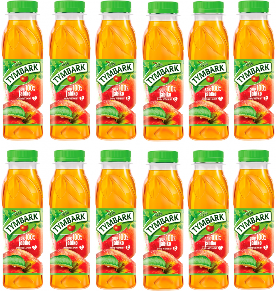 12x sok jabłkowy Tymbark, butelka PET, 0.3l