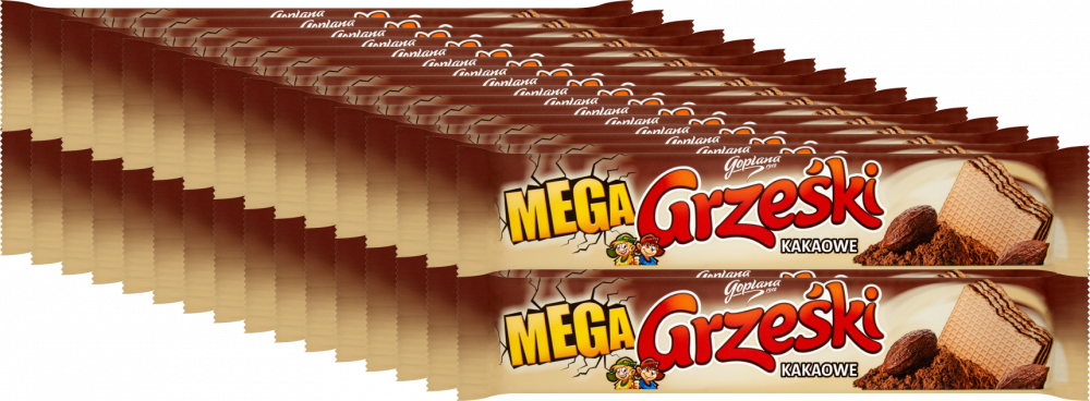 32x Wafelki Grześki Mega, bez czekolady, kakaowy, 34g