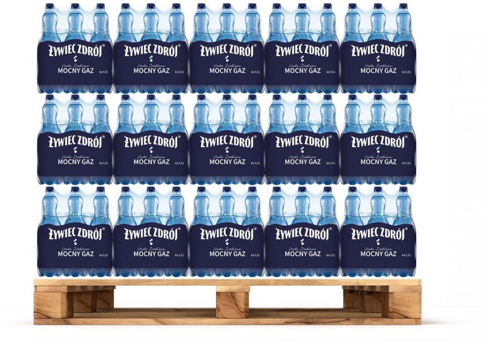 180x Woda mocno gazowana Żywiec Zdrój, 1.5l, butelka PET