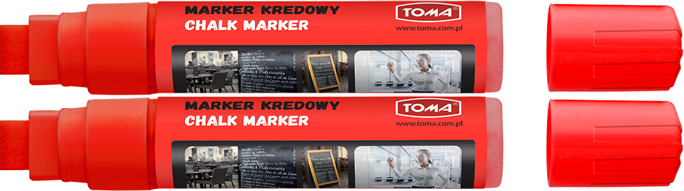2x Marker kredowy Toma TO-290, ścięta, 8x15mm, czerwony