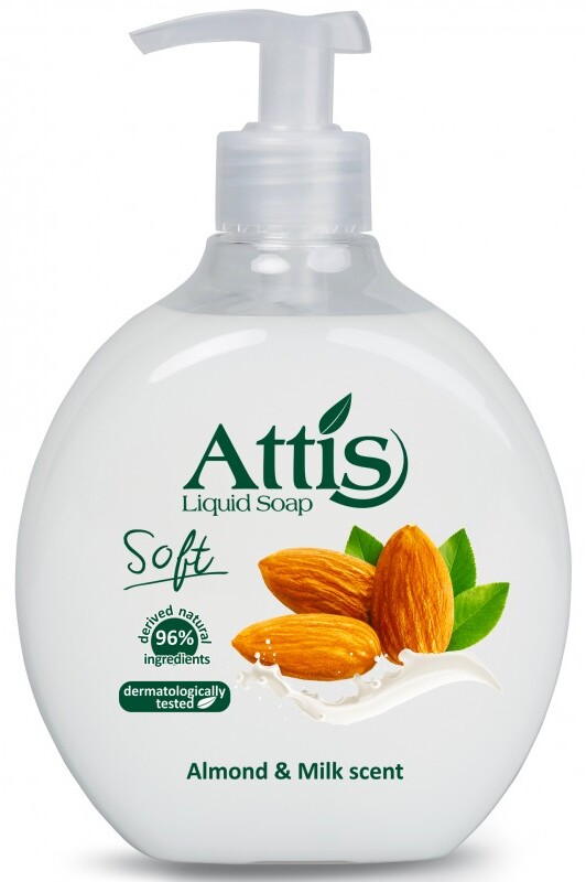 Mydło w płynie Attis Soft Gold Drop, mleko & migdał z dozownikiem, 500ml