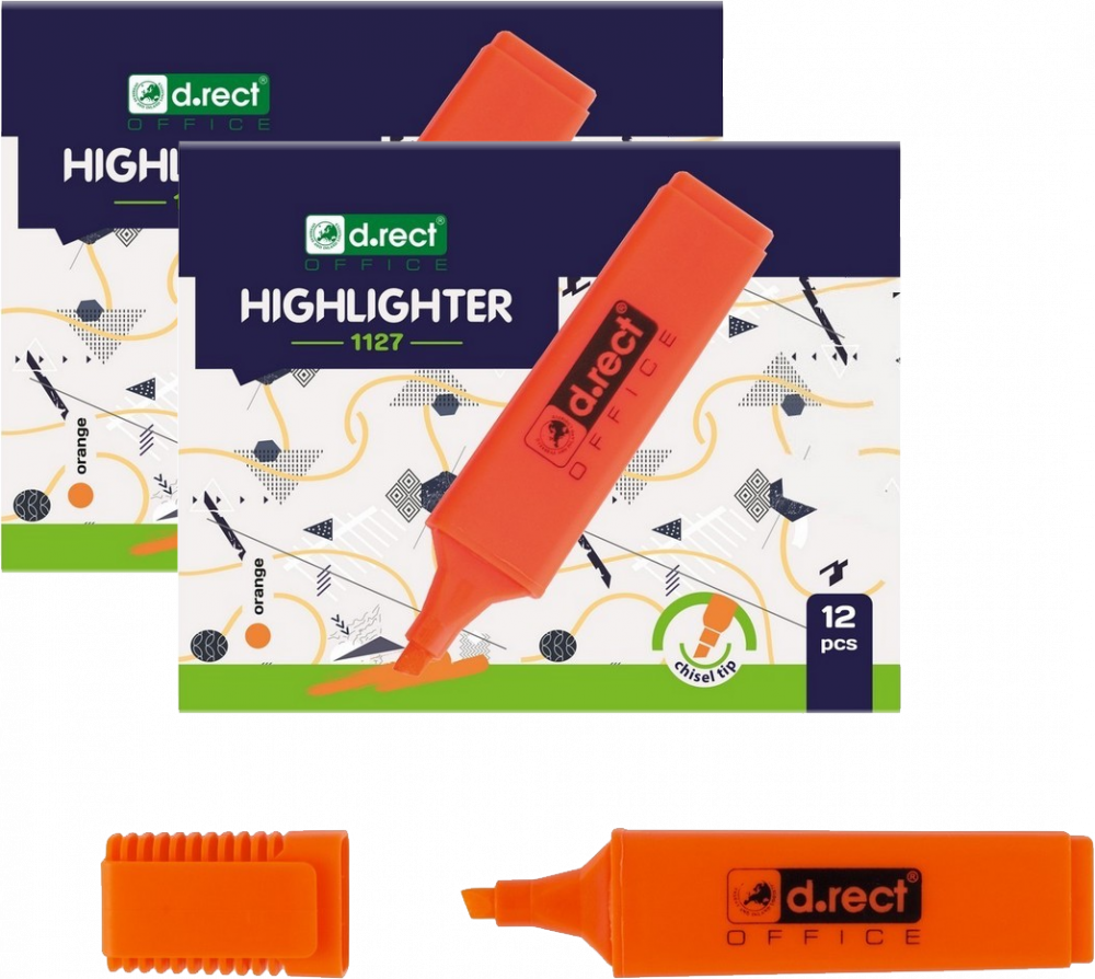 24x Zakreślacz D.Rect, 1127, ścięta, 5mm, pomarańczowy