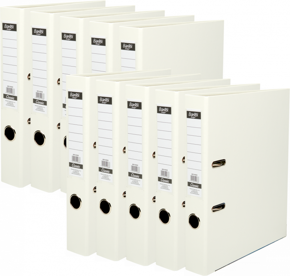 10x Segregator A4 Bantex Budget Classic, 50mm, do 350 kartek, biały