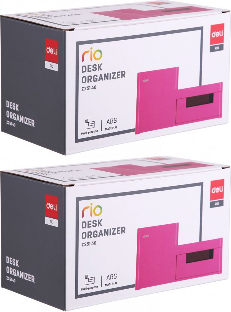 2x Organizer na biurko Deli Rio, 175x90x92mm, różowy