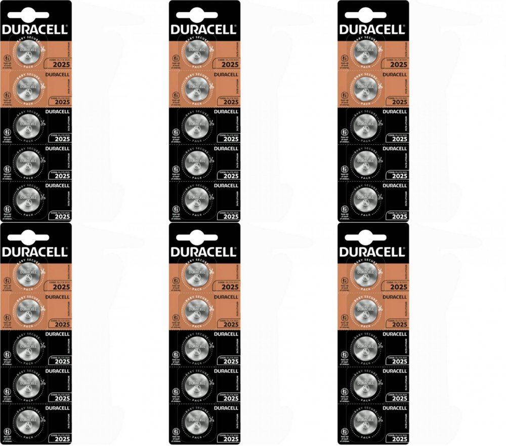 6x Bateria litowa Duracell, CR2025, 5 sztuk