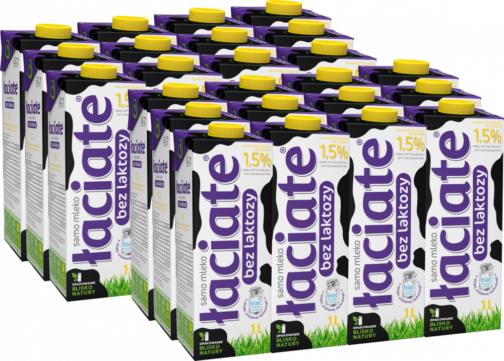 24x Mleko UHT Łaciate, bez laktozy, 1.5%, 1l