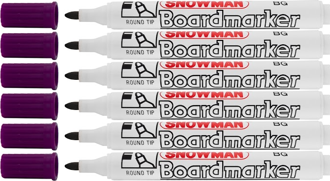 6x Marker suchościeralny Snowman Boardmarker, okrągła, 1.5-3mm, fioletowy