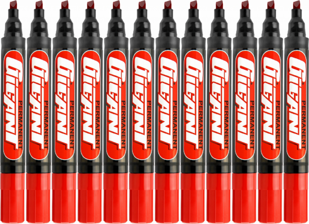 12x Marker permanentny Kamet, Gigant, ścięta, 5.5mm czerwony