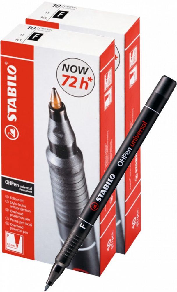 20x Foliopis Stabilo, OHPen, okrągła, 0.7mm (F), czarny