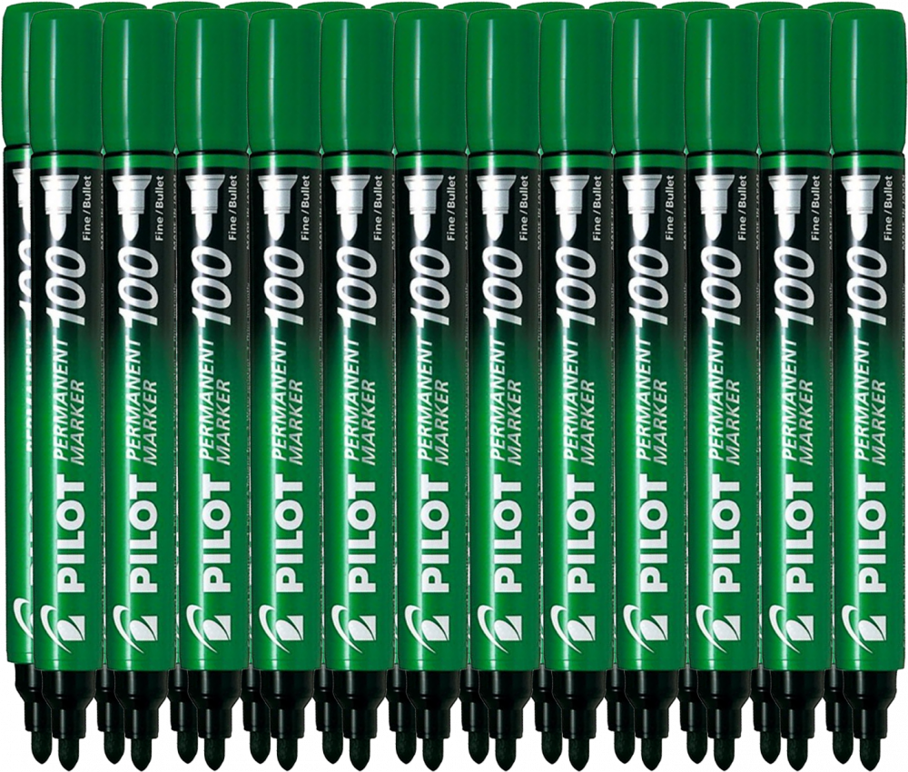 24x Marker permanentny Pilot, SCA 100, okrągła, 4.5mm, zielony