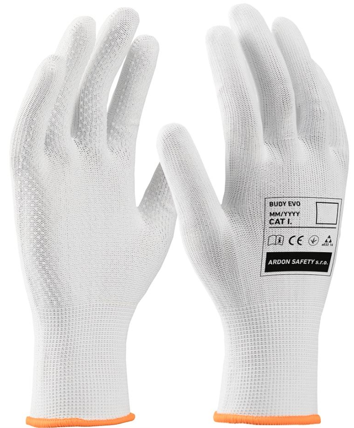 Rękawice robocze Ardon Buddy Evo A9222/09, tkaninowe, nakrapiane, rozmiar 9, biały