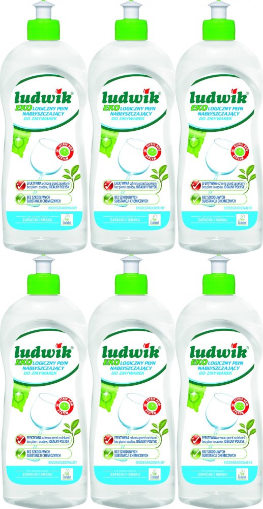 6x Płyn nabłyszczający do zmywarek Ludwik Ekologiczny, 500ml