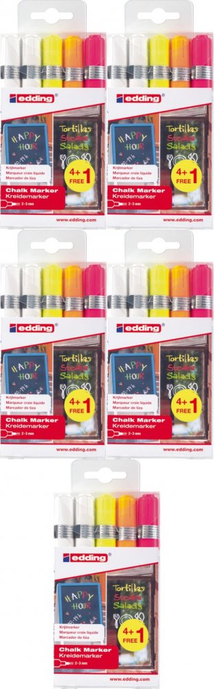 5x Marker kredowy edding e-4095, 3mm, 5 sztuk, mix kolorów