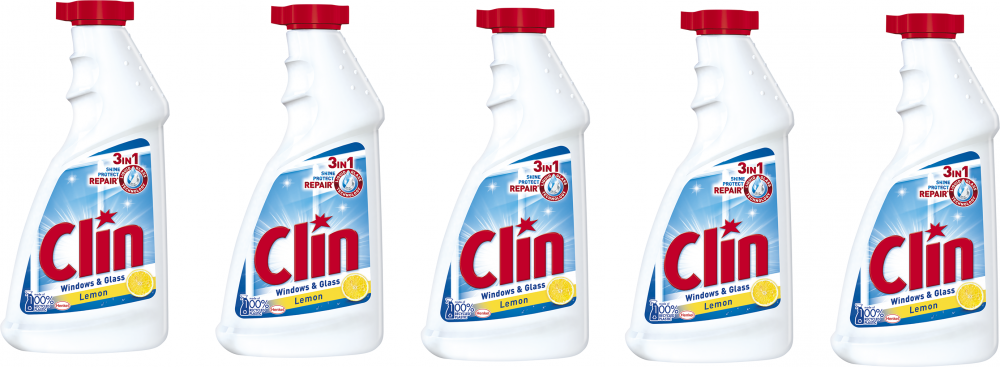 5x Płyn do mycia szyb Clin, zapas, Lemon, 500ml